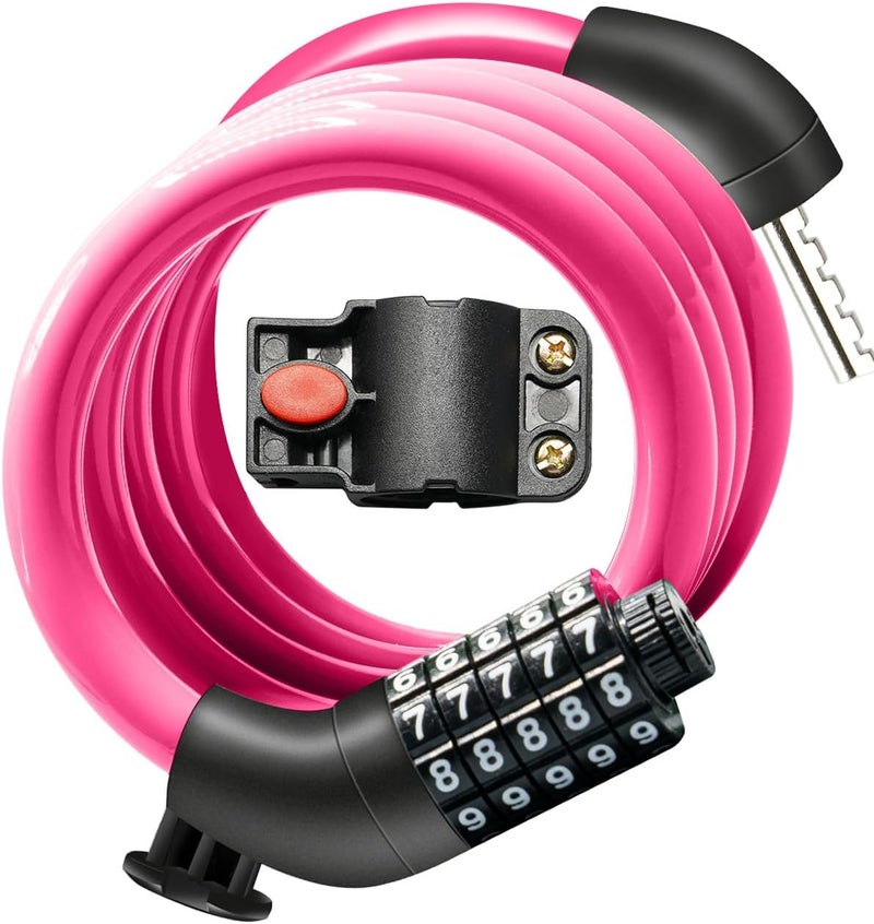 KEYSTP Bike Lock Cable with Combination,High Security 5-Digit Resettable Combination Bicycle Lock Anti-Theft, with Mounting Bracket for Bikes and Scooters - Image 1